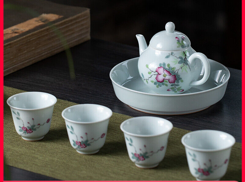 Jingdezhen Pink Kung Fu Tea Set Tea Cup Pink Kung Fu Tea Set Ceramic Tea Cup