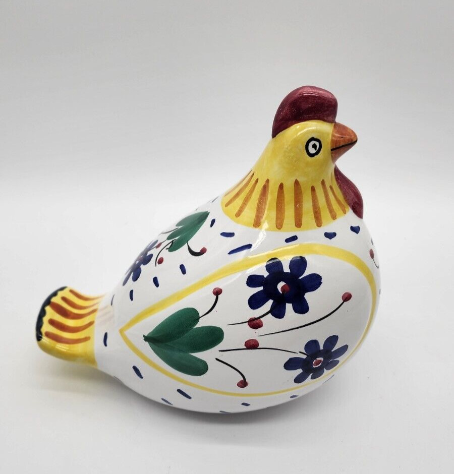 Vintage Deruta Italy Ceramic Hen Chicken Figurine Art Pottery Hand Painted 