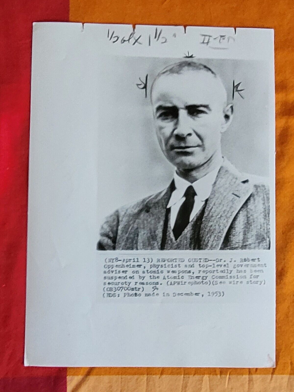 SCARCE 1954 ROBERT OPPENHEIMER VINTAGE ORIGINAL PHOTO PHYSICS FAMOUS SCIENTIST