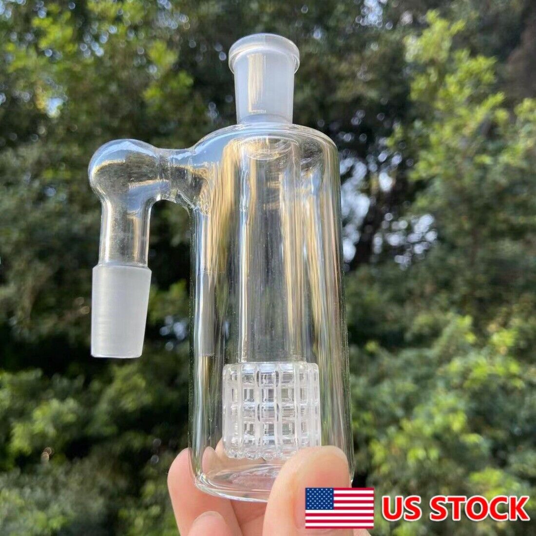 1x 14mm Glass Ash Catcher 90 Degree Water Bong 90 °Thick Pyrex Glass Bubbler.