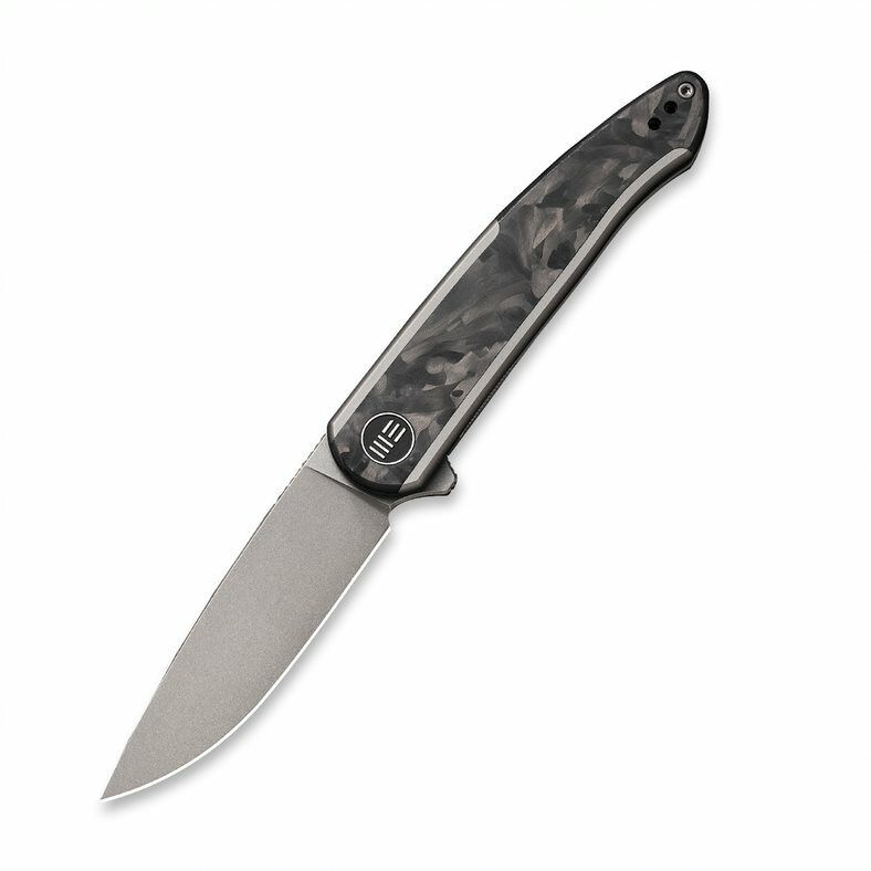 WE Smooth Sentinel Folding Knife Gray/Black Ti Marble CF Handle 20CV WE20043-1