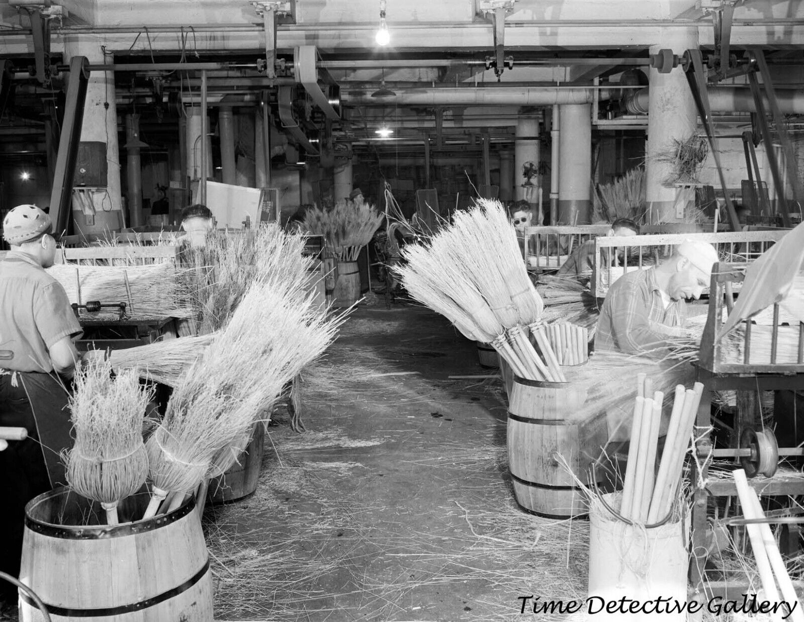 Blind Men Making Brooms for the Army & Navy WWII - 1944 - Vintage Photo Print