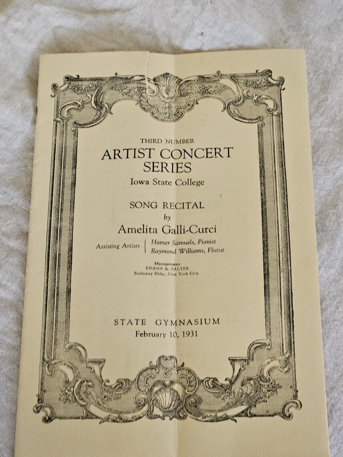 1931 Artist Concert Series Brochure Song Recital Iowa State College Ames Iowa