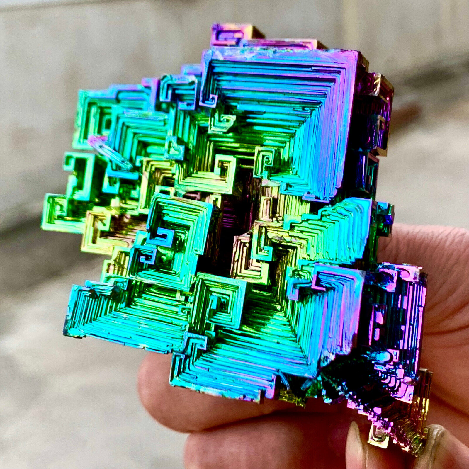 240G   A+++ Gram Bismuth rainbow crystal elementBi gemstone Mineral specimen