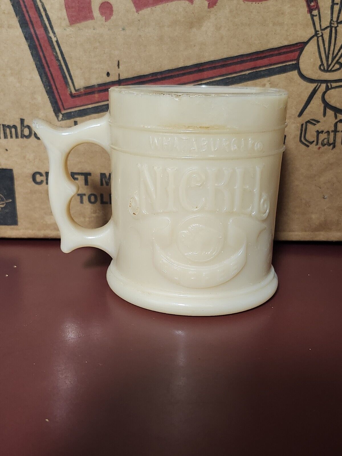 Vintage Whataburger Nickel Coffee Cup Mug Butterscotch Glass (A19)