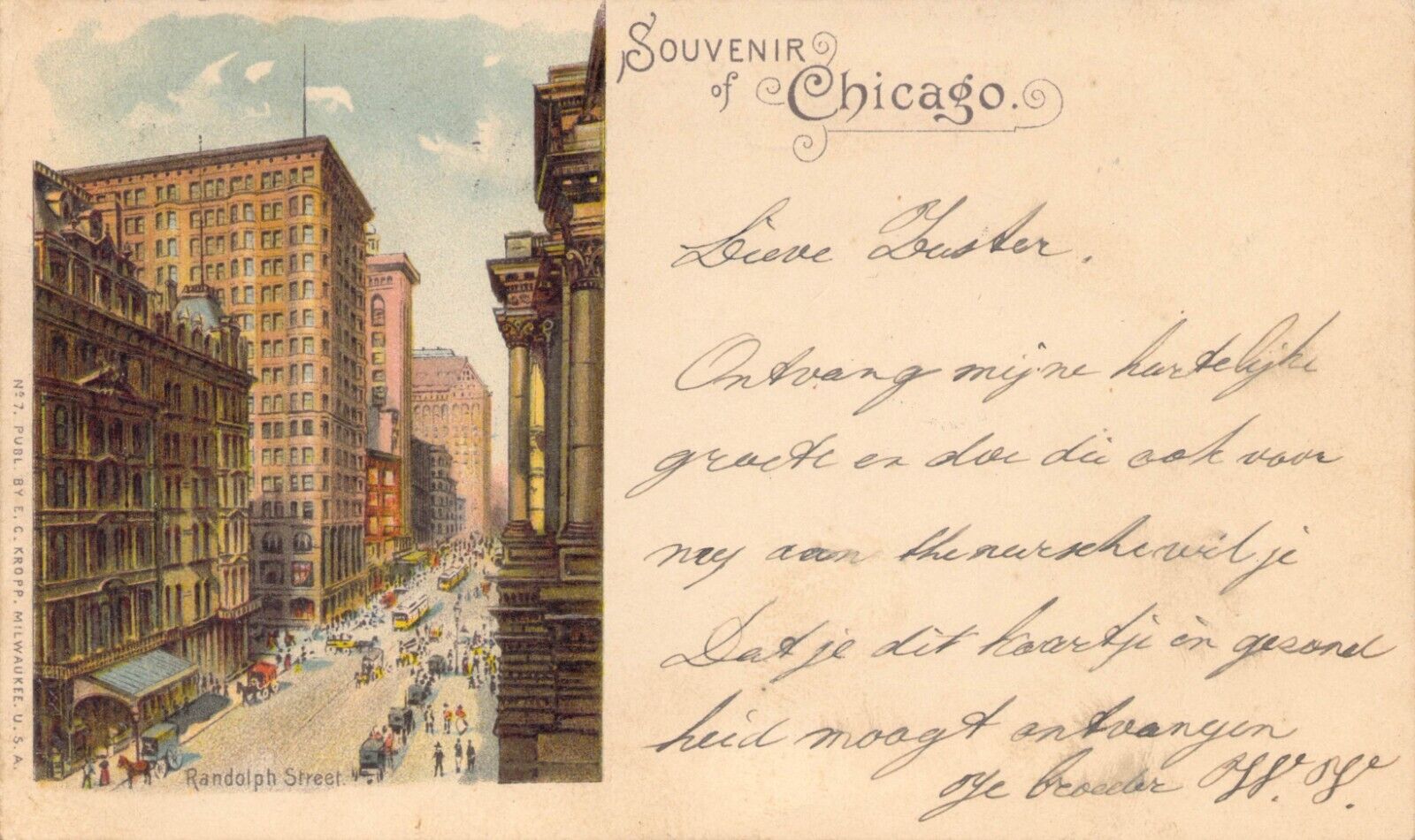 1901 Randolph Street Souvenir of Chicago IL Private Mailing Kropp Postcard Dutch