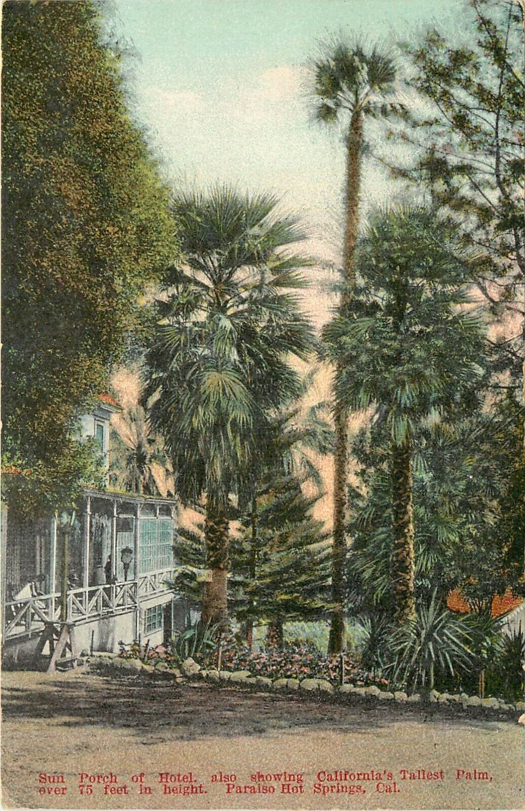 c1910 Postcard; Hotel Sun Porch, Paraiso Hot Springs Soledad CA Monterey County