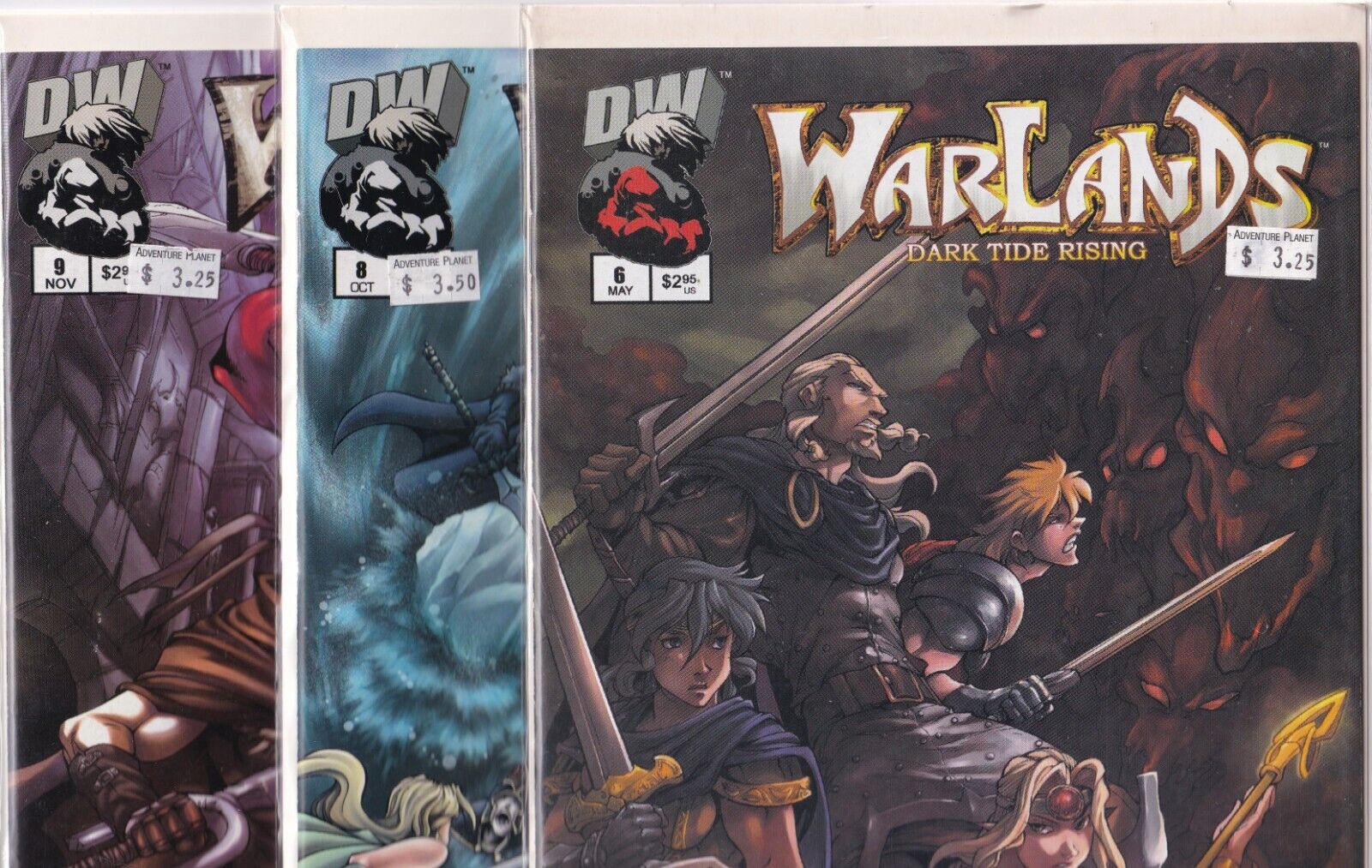Warlands Comic Book Lot of 3 Issues 6, 8, 9 Dreamwave Productions 2001-2003