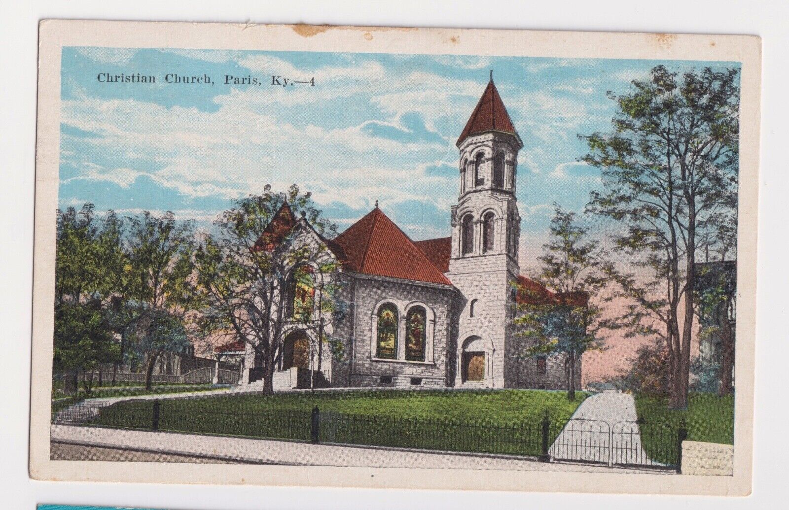 CHRISTIAN CHURCH IN PARIS KENTUCKY, KY POSTCARD c. 1932