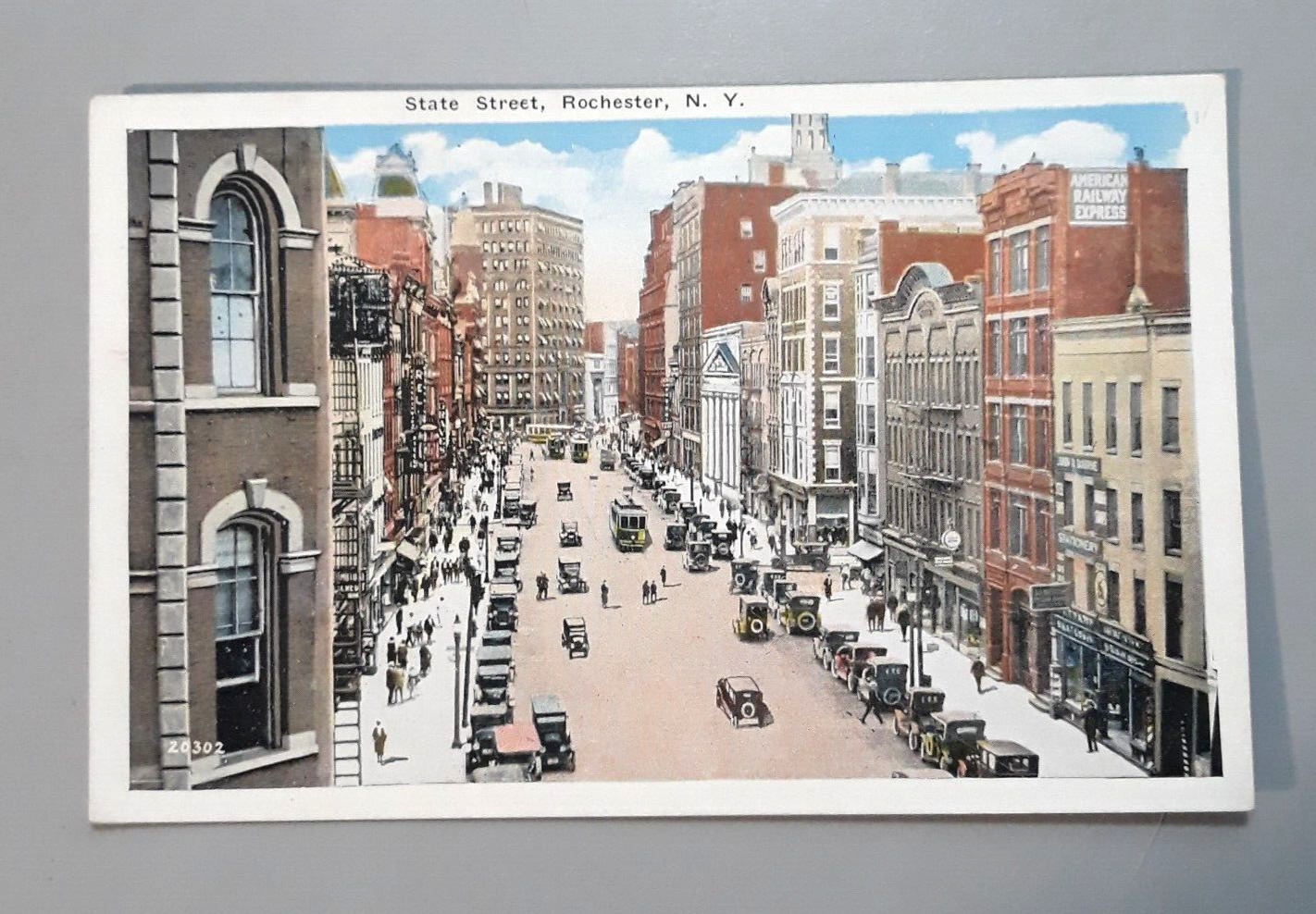 VTG 1934 Postcard Rochester NY - STATE STREET American Railway Express