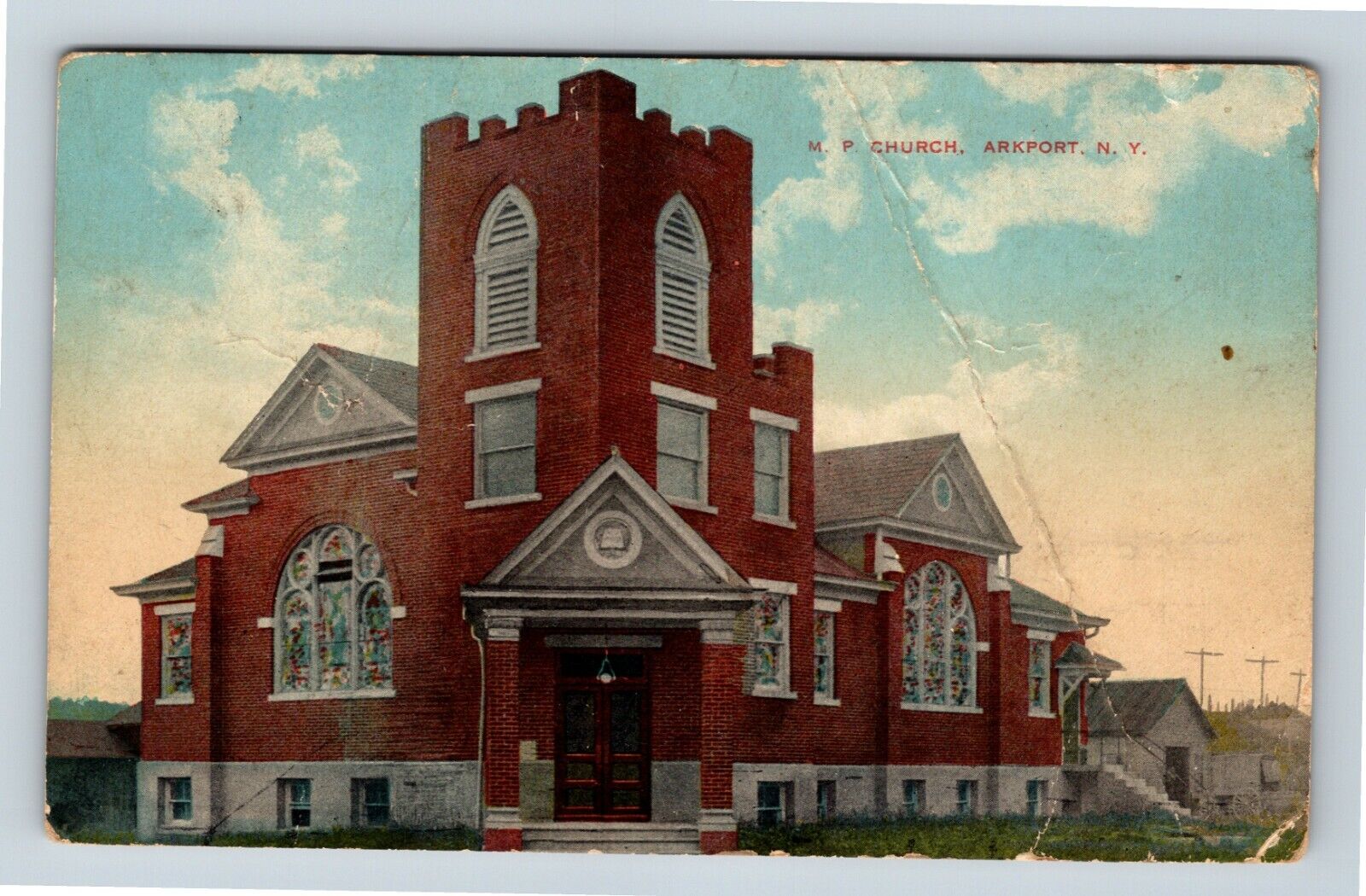 Arkport NY, M.P. Church, New York, Vintage Postcard