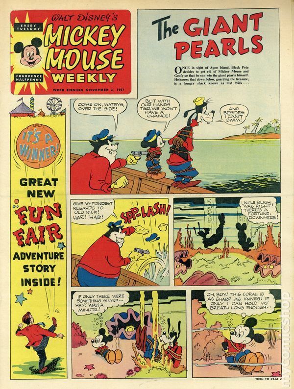 Mickey Mouse Weekly Nov 2 1957 FN- 5.5 Stock Image Low Grade