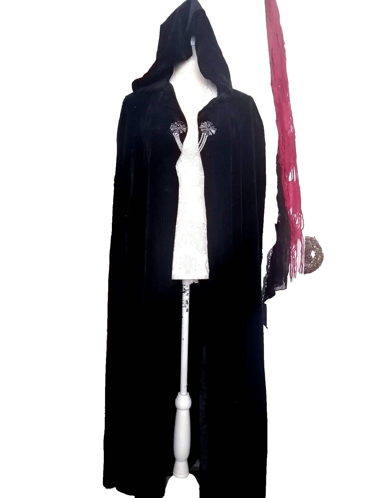 Pagan Witches Ritual Hooded Velvet Cape Antique, Historical Item, free size