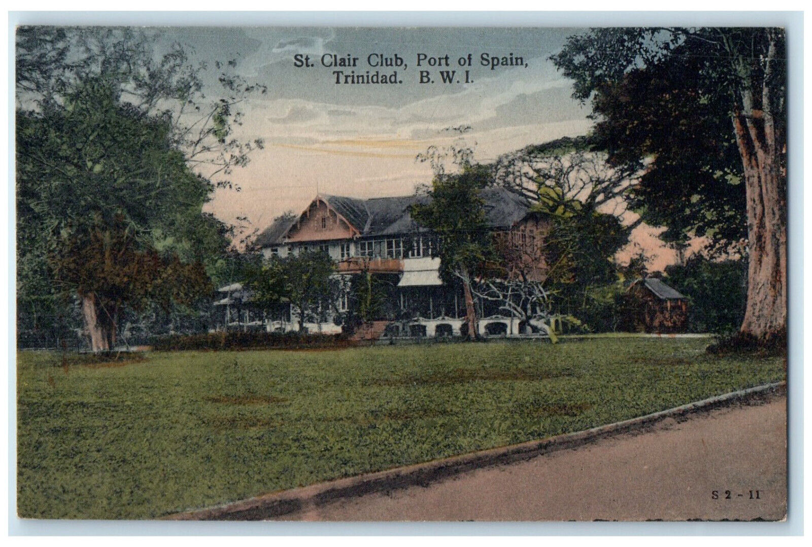 c1910 St. Clair Club Port of Spain Trinidad and Tobago BWI Unposted Postcard