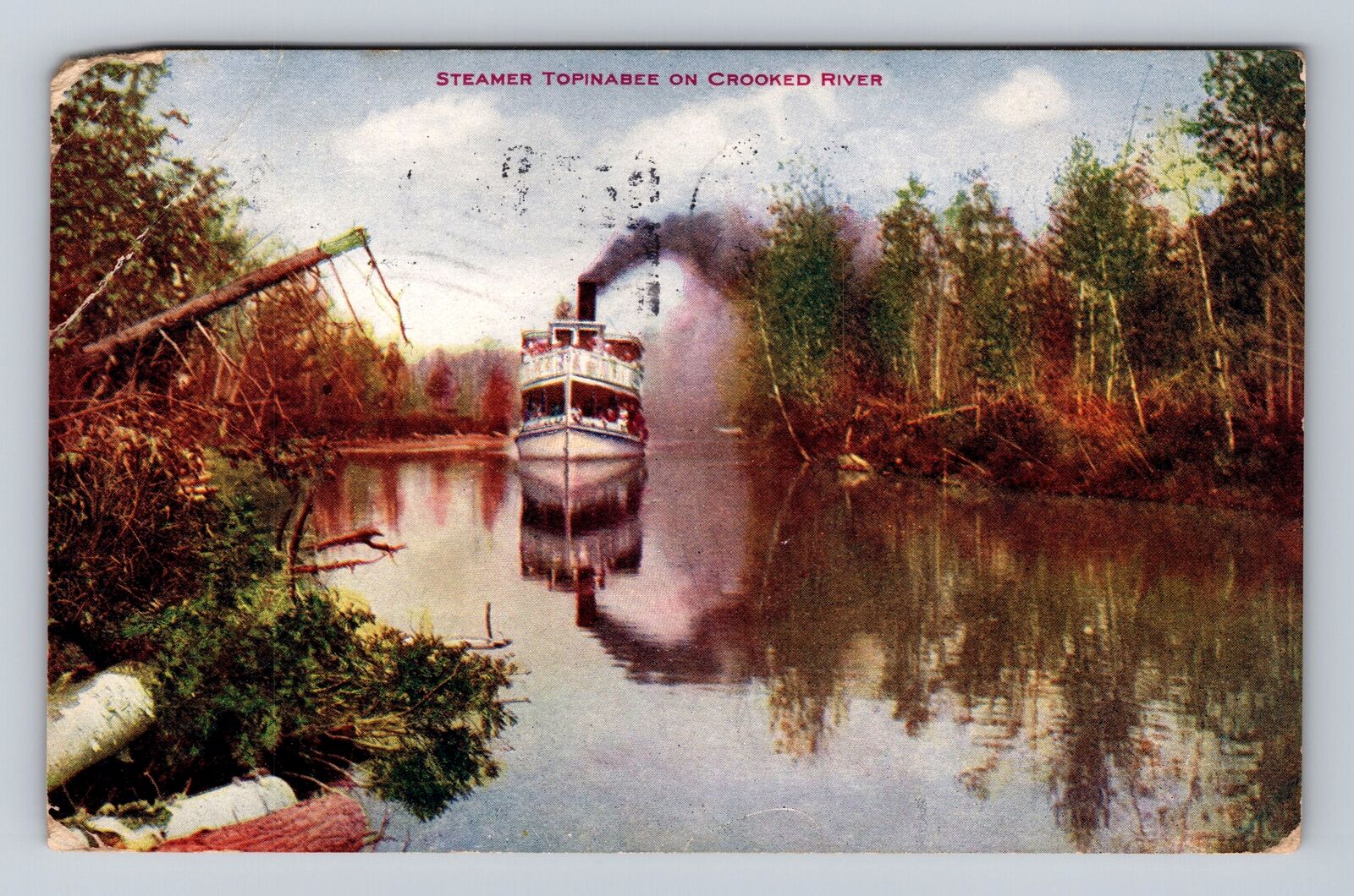MI-Michigan, Steamer Topinabee on Crooked River, Vintage c1911 Souvenir Postcard