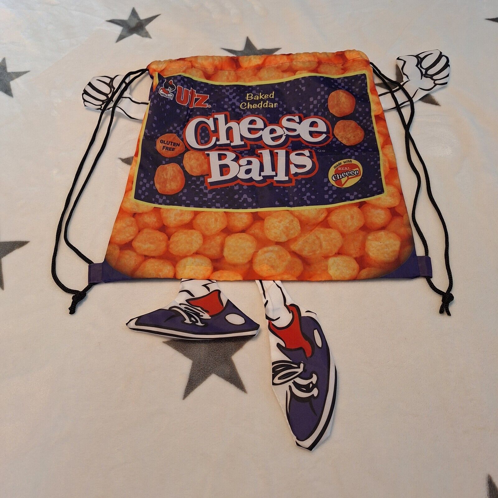 2012 Utz Cheddar Cheese Balls Drawstring Backpack Novelty Promotional Bag Unique