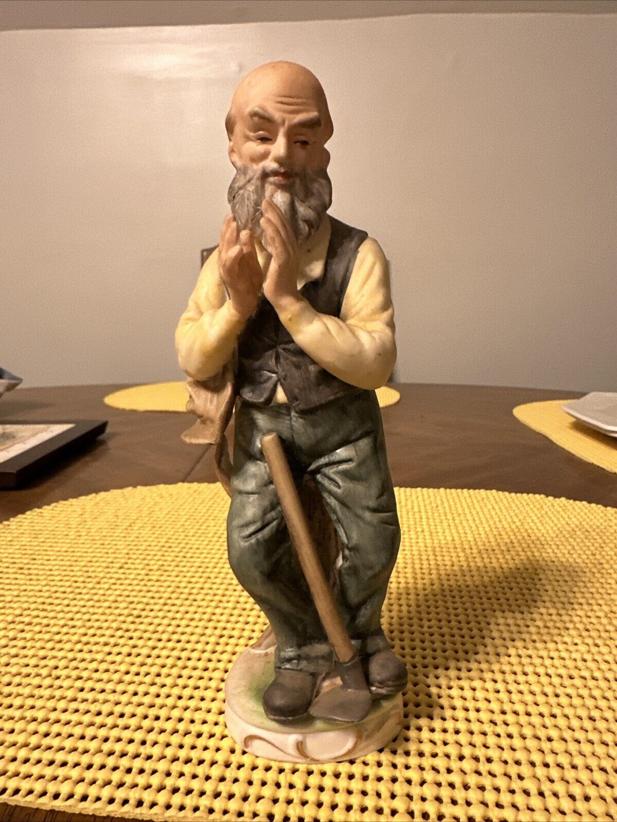 VTG Old Bald Man Praying Figurine