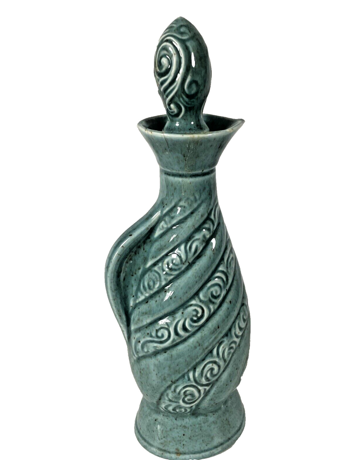 Jim Beam Vintage 1966 C Miller Genuine Regal China Teal Vase 11 Inches High