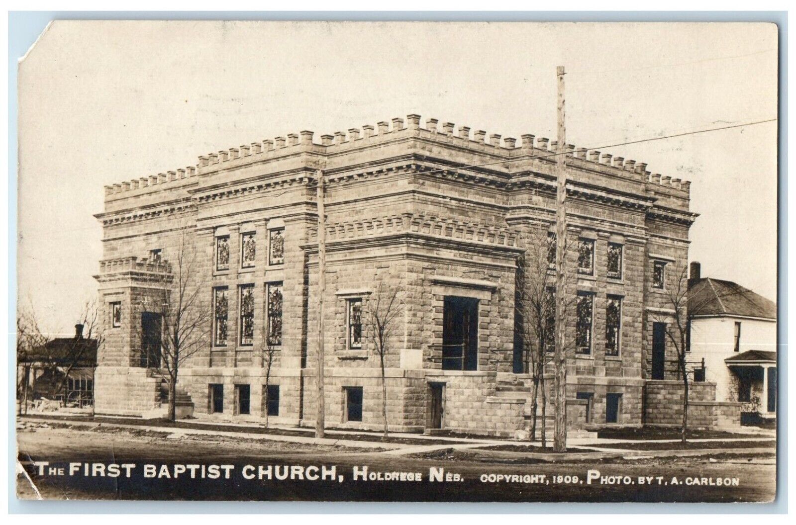 1909 The First Baptist Church Holdrege Nebraska NE Posted Antique Postcard