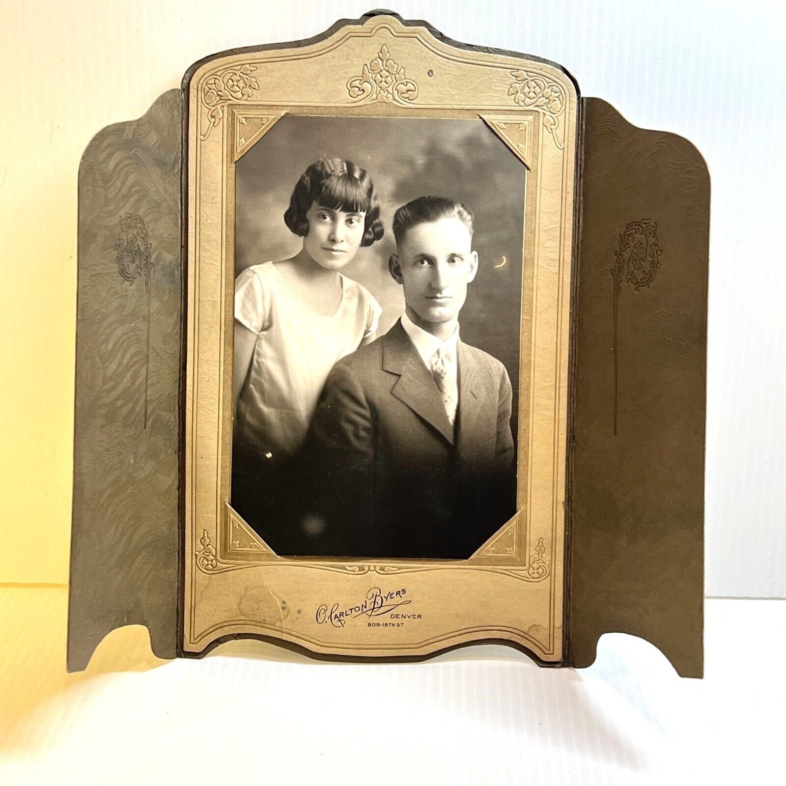 Vintage 1920\'s Married Couple Portrait Studio Photograph Man and Wife Photo