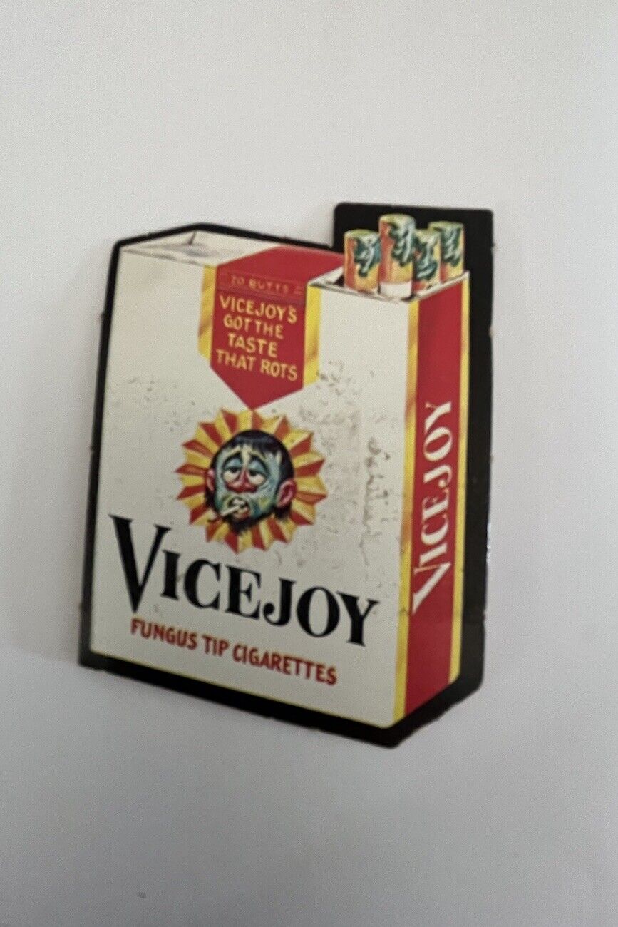 Vintage Wacky Packages Die Cut card sticker punched VICEJOY cigarettes Fungus