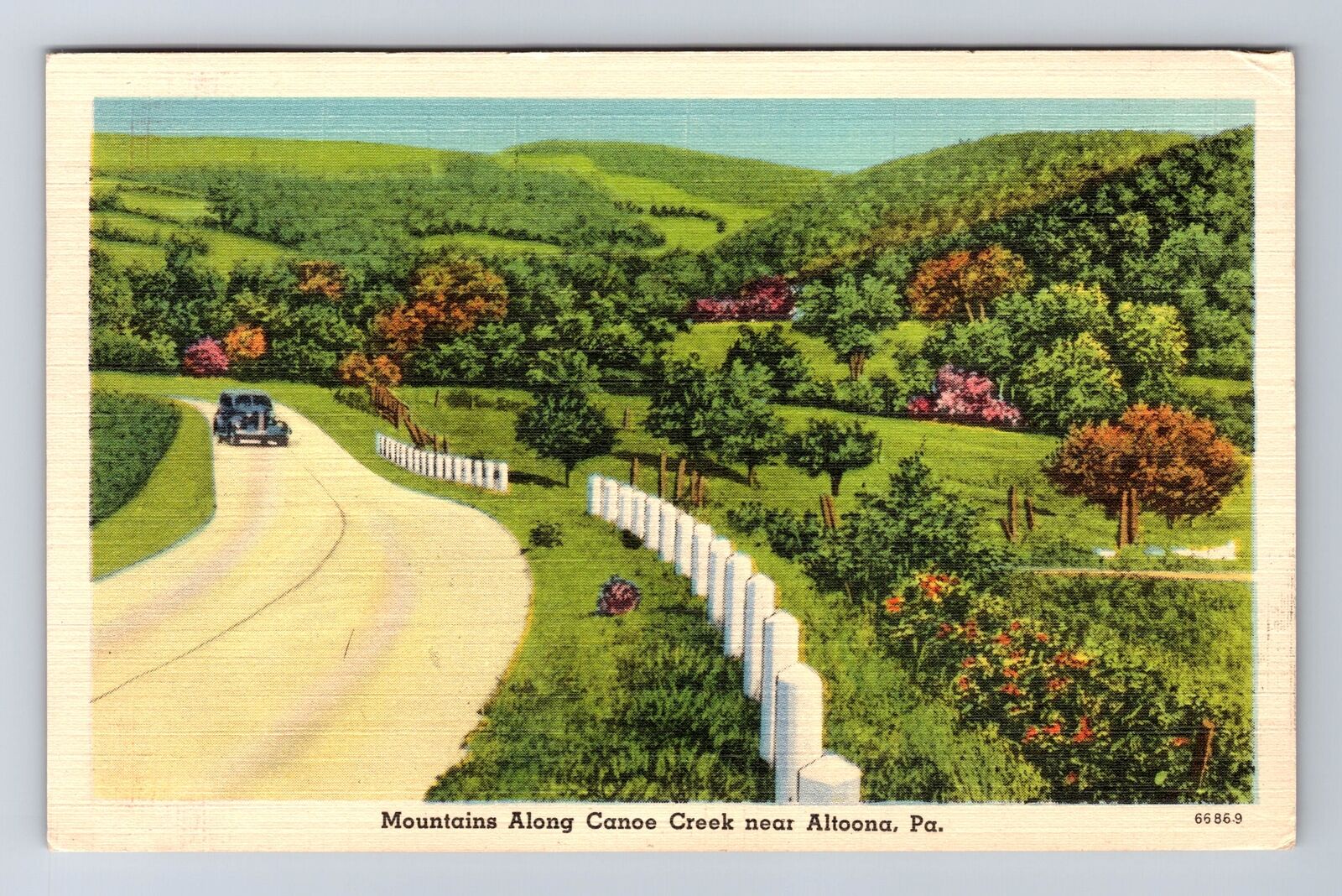 Altoona PA-Pennsylvania, Mountains Along Canoe Creek, Vintage c1955 Postcard
