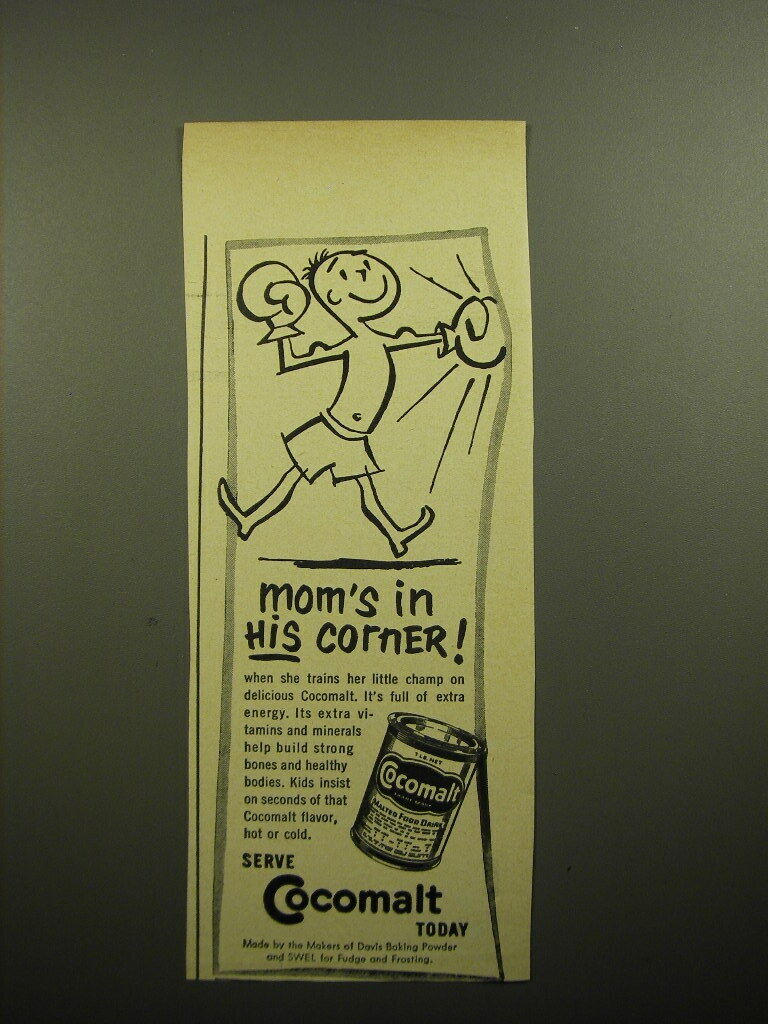 1950 Cocomalt Drink Ad - Mom\'s in his corner