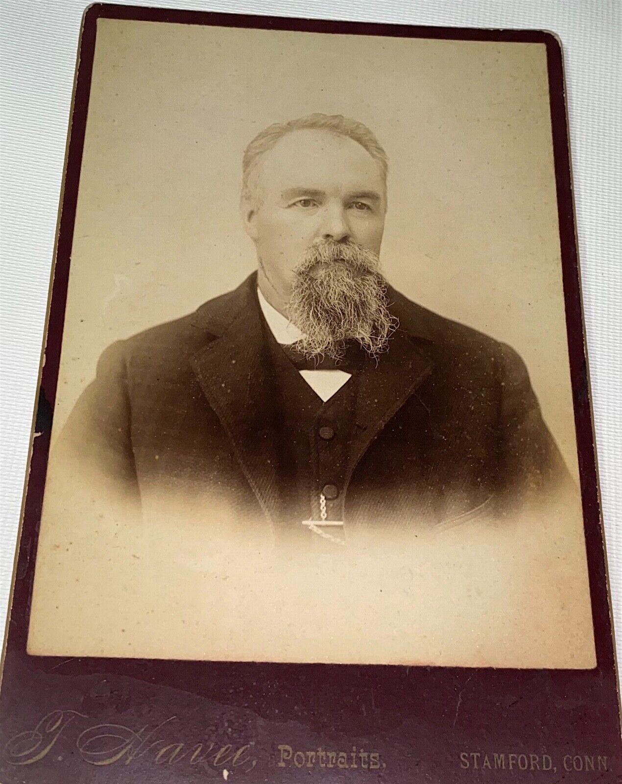 Rare Antique Victorian American Man Martin Hanford Stamford, CT Cabinet Photo