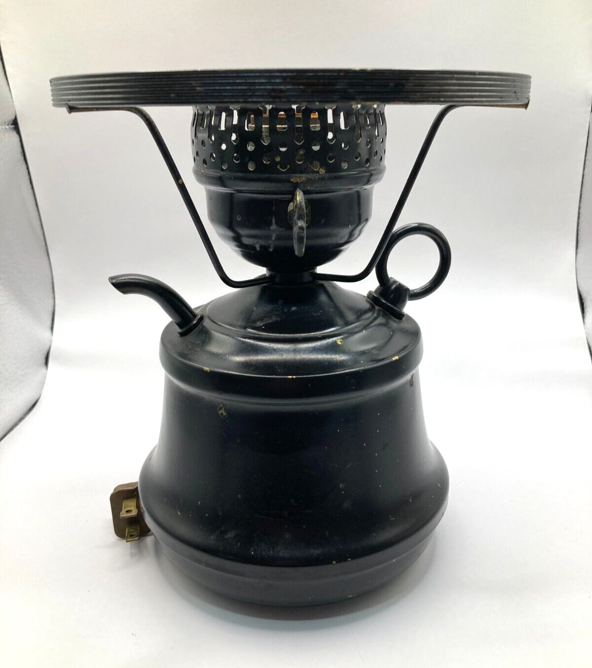 Vintage Black Electric Metal Teapot Lamp
