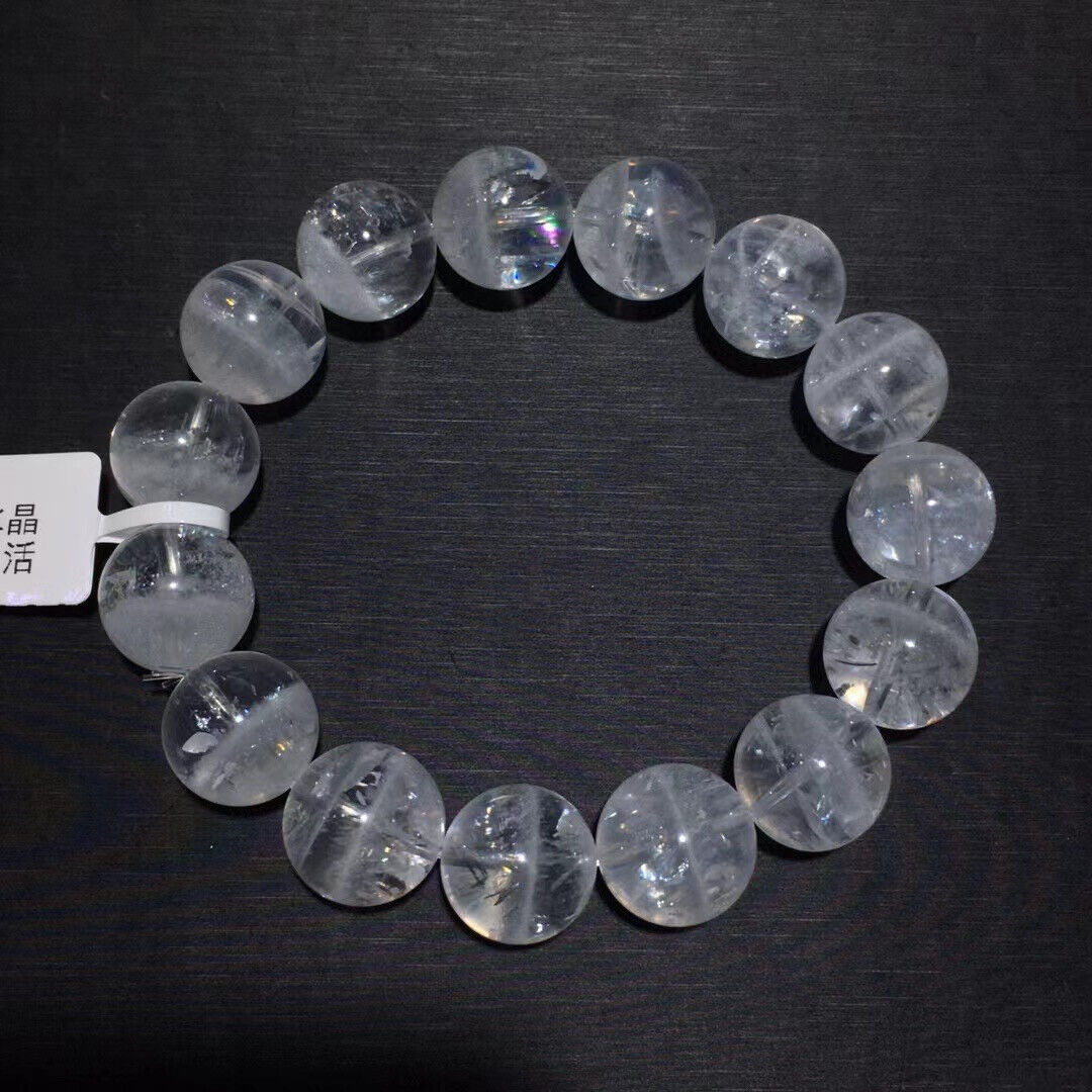 18mm Natural white Phantom Ghost Garden Quartz Crystal Beads Bracelet AAA