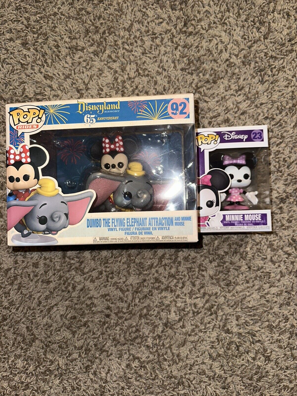Disneyland 65th Anniversary Dumbo and Minnie Mouse Funko Pop Rides Figure 92