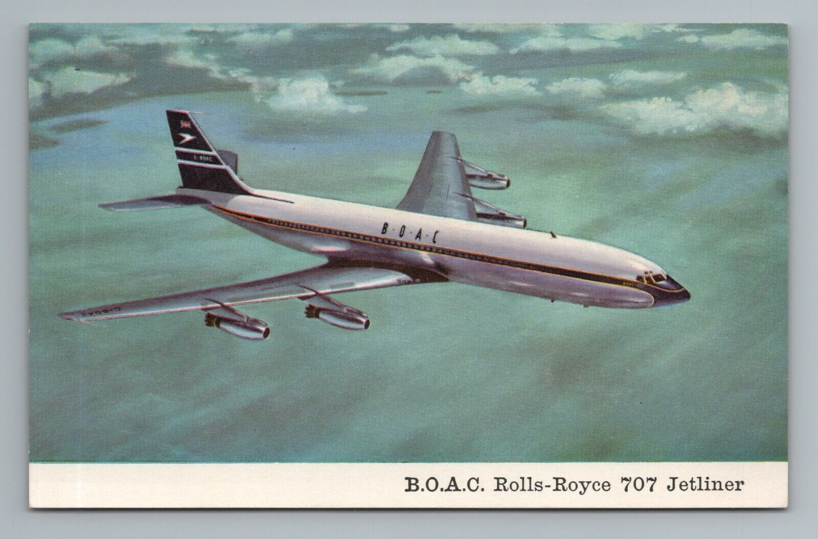 B.O.A.C. Rolls Royce 707 Jetliner, BOAC, Airplane Postcard