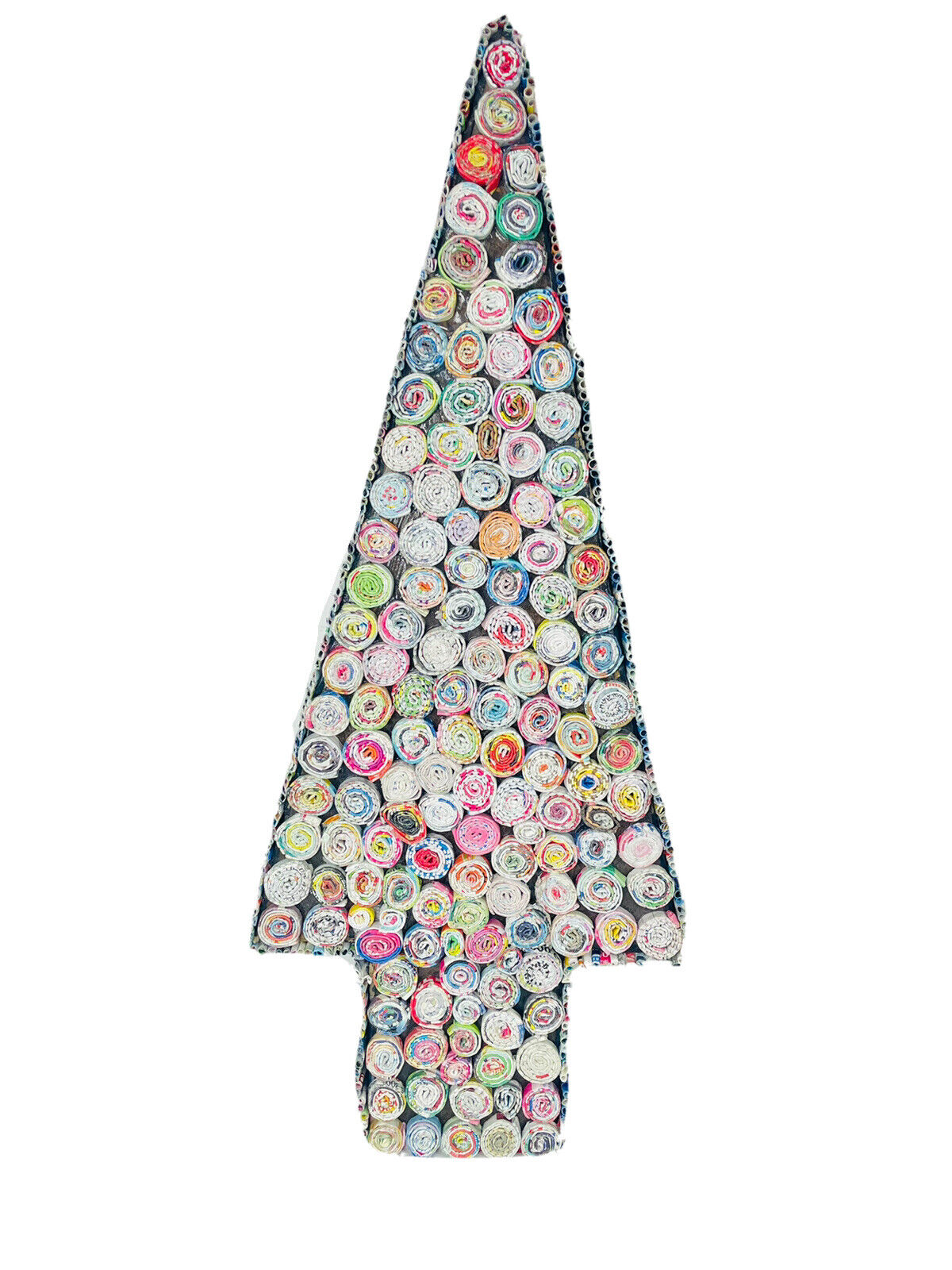 VTG Folk ART Prison Art Tramp Art  Pop Christmas Tree Paper Advertising Craft