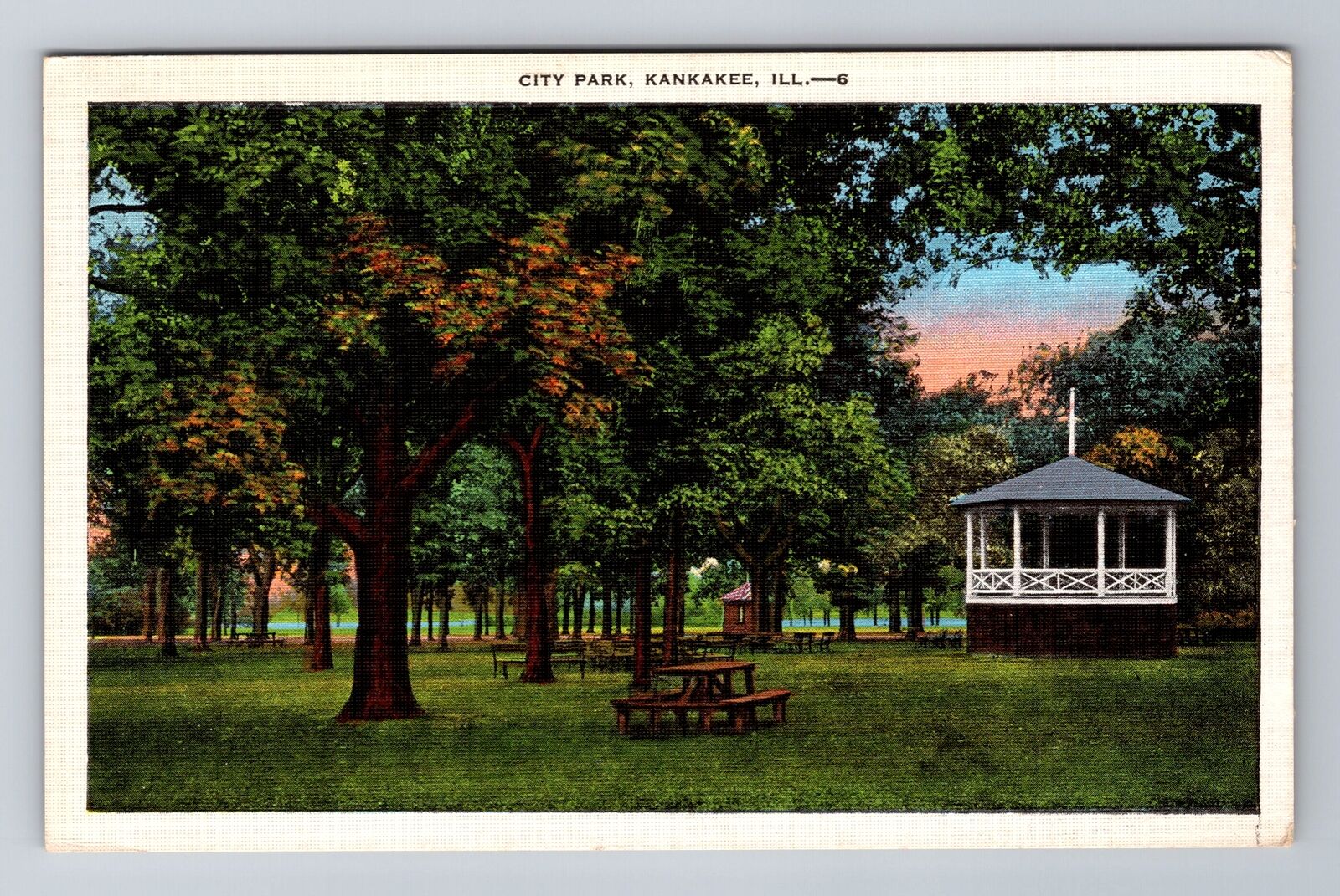 Kankakee IL-Illinois, City Park, Antique, Vintage Souvenir Postcard