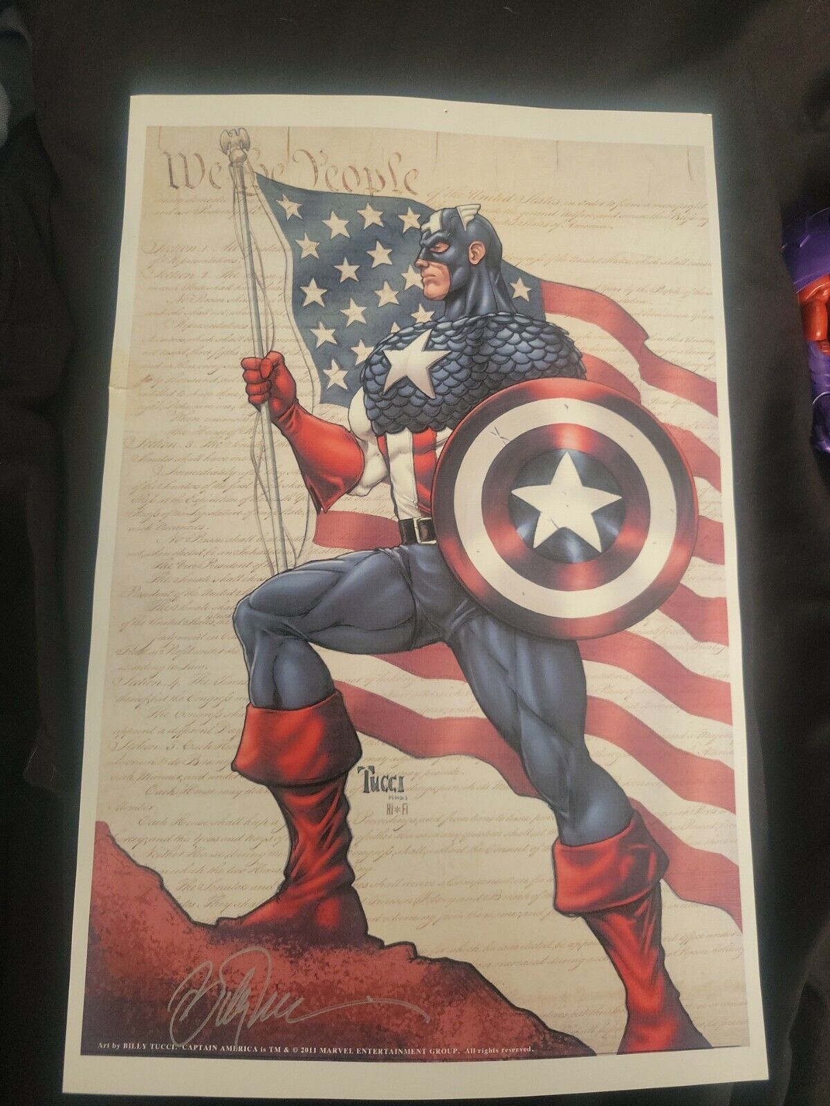 Captain America Art Print- Signed art by Billy Tucci (See Description)
