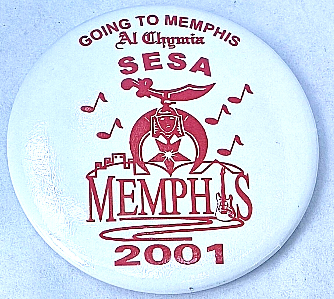 Vintage Masonic Al Chymia Going To Memphis Button Pin