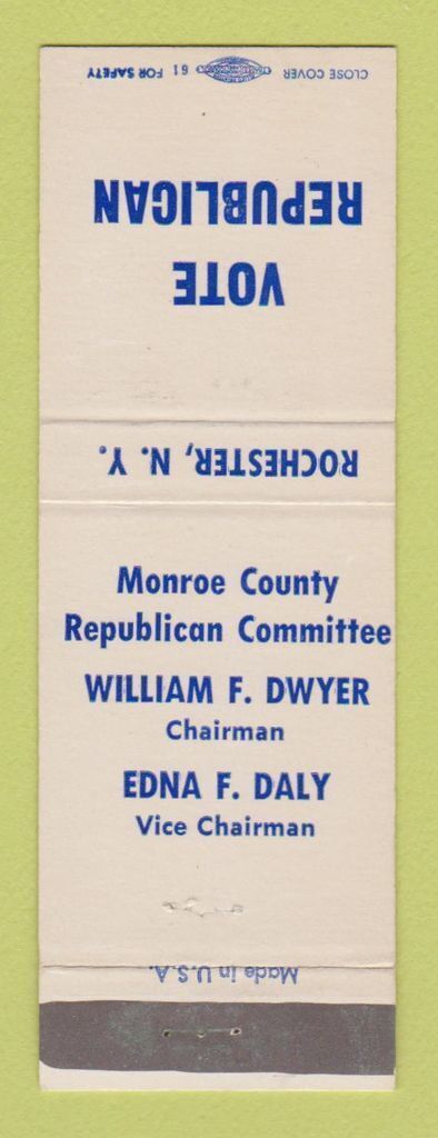 Matchbook Cover - Monroe County Republican Committee Rochester NY