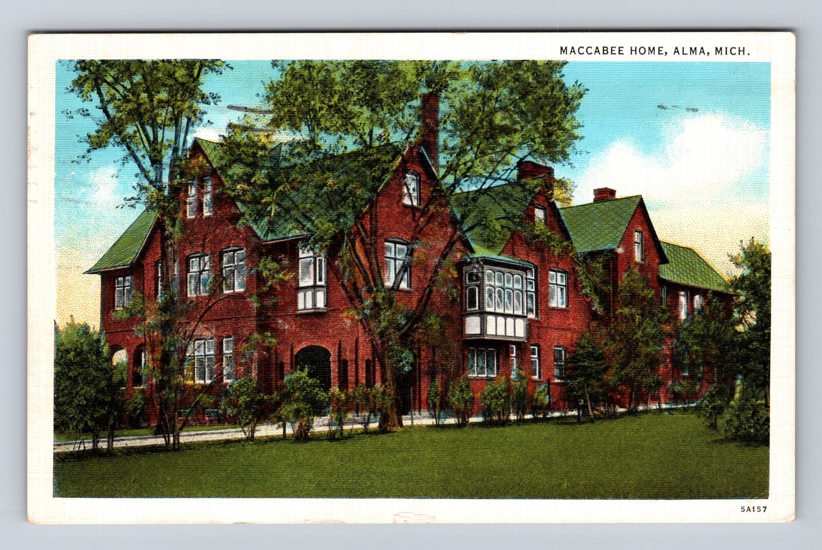 Alma MI-Michigan, Maccabee Home, Antique, Vintage c1940 Souvenir Postcard
