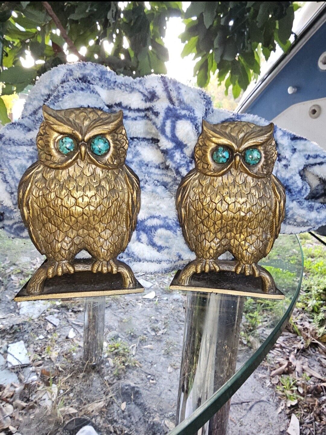 Vintage HAND MADE IN ISRAEL VERY RARE Brass Owl Bookends 