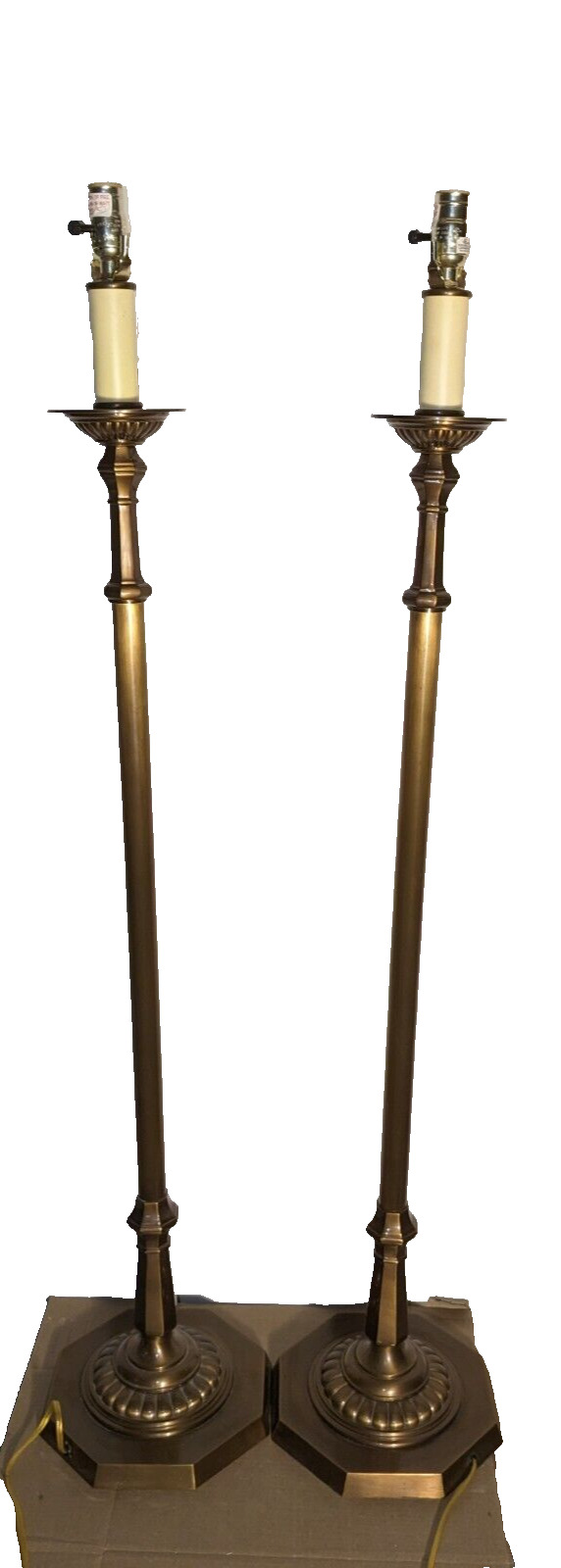 Pair Vintage Floor Brass Lamps,  MCM