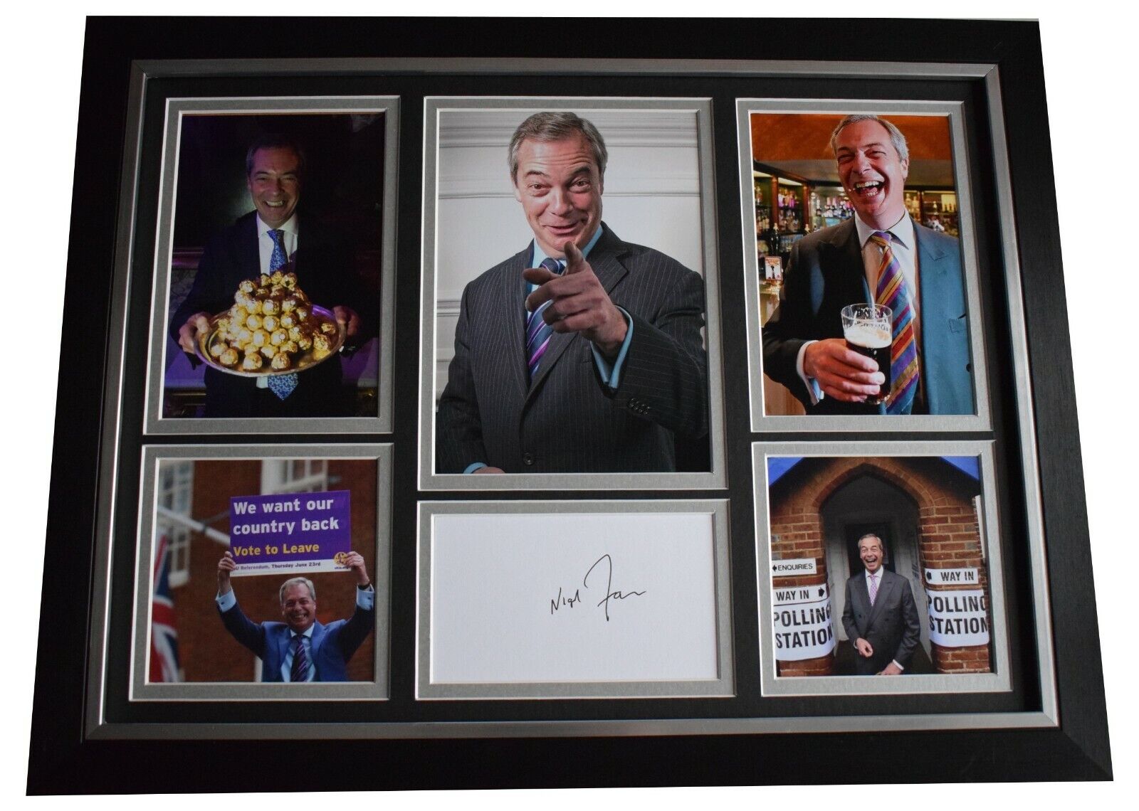 Nigel Farage Signed Framed Autograph 16x12 photo display Politics Radio & TV COA
