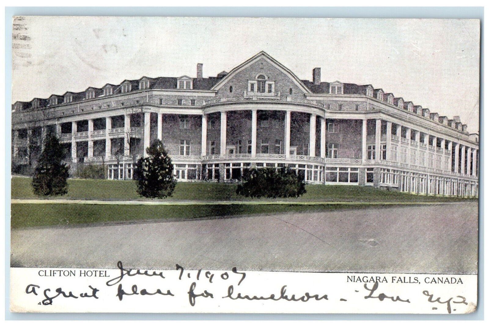 1907 View of Clifton Hotel Niagara Falls Canada Antique Posted Postcard