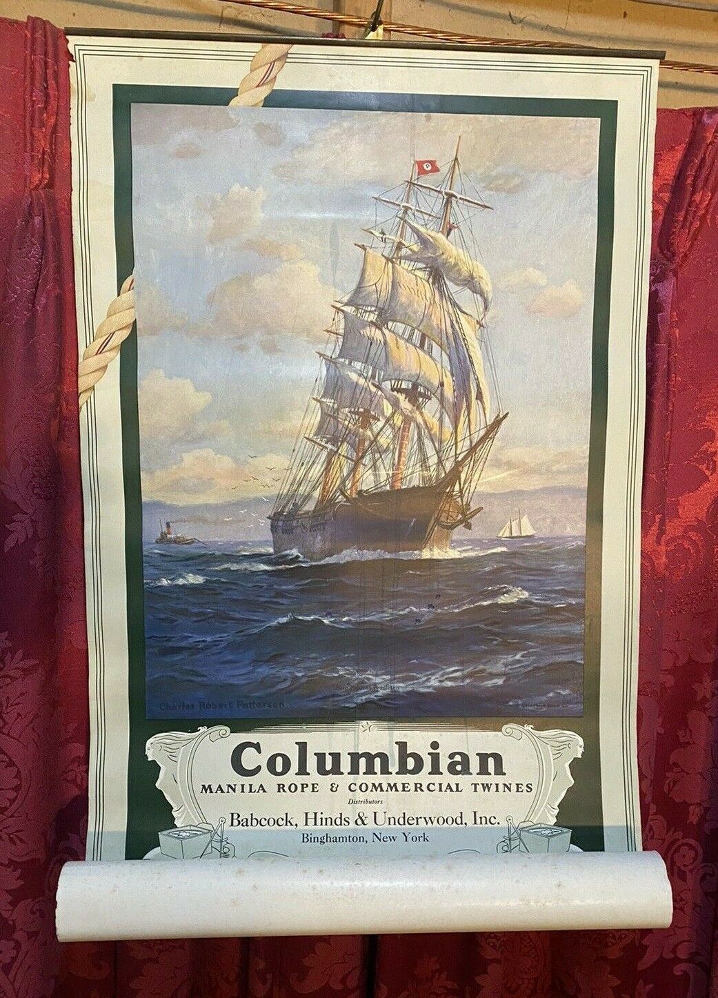 VINTAGE ANTIQUE 1938 NAUTICAL ADVERTISING CALENDAR COLUMBIAN ROPE & TWINES NY