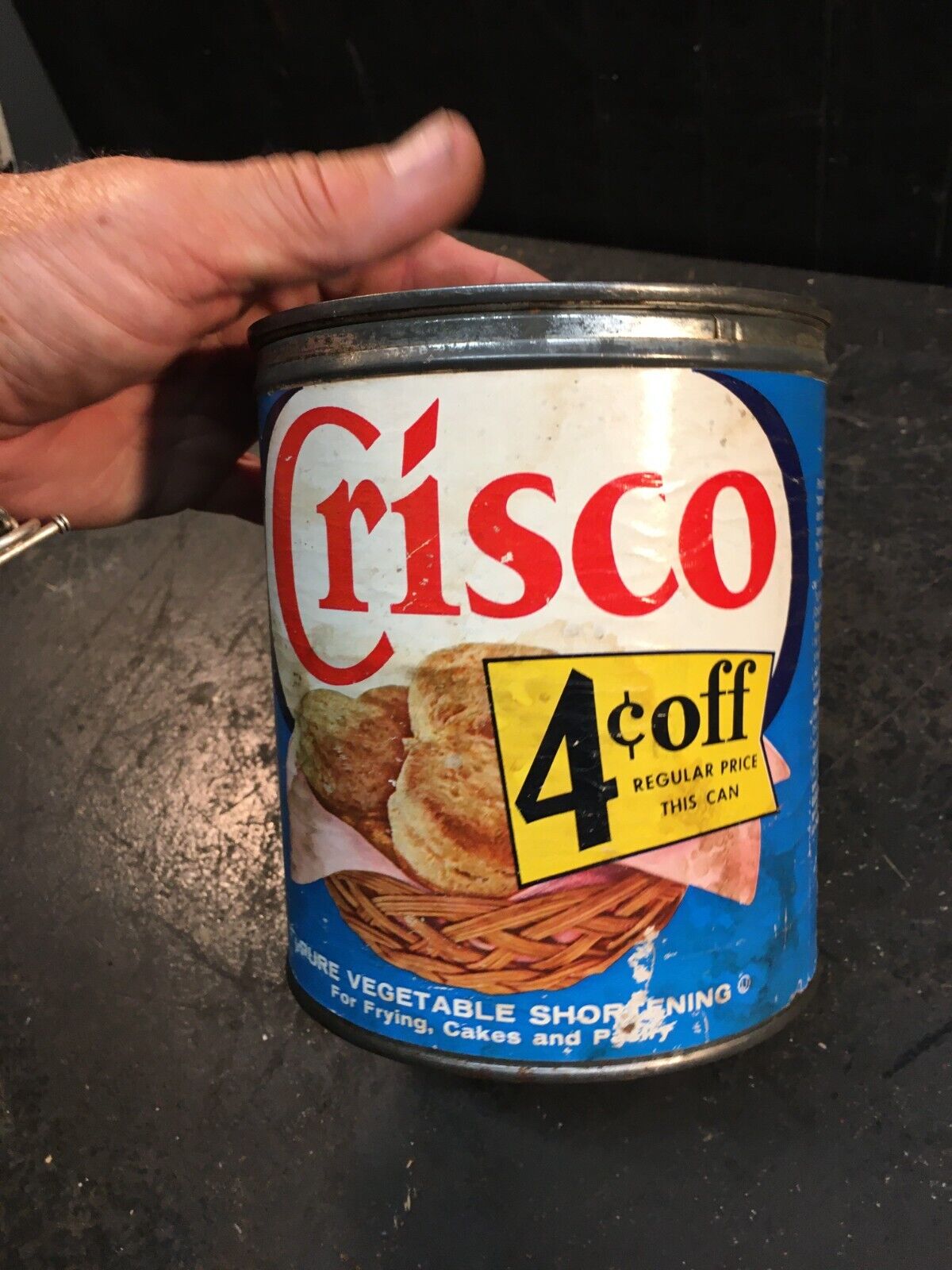 Vintage 3lb Crisco Can  ~ Metal Can with Paper Label