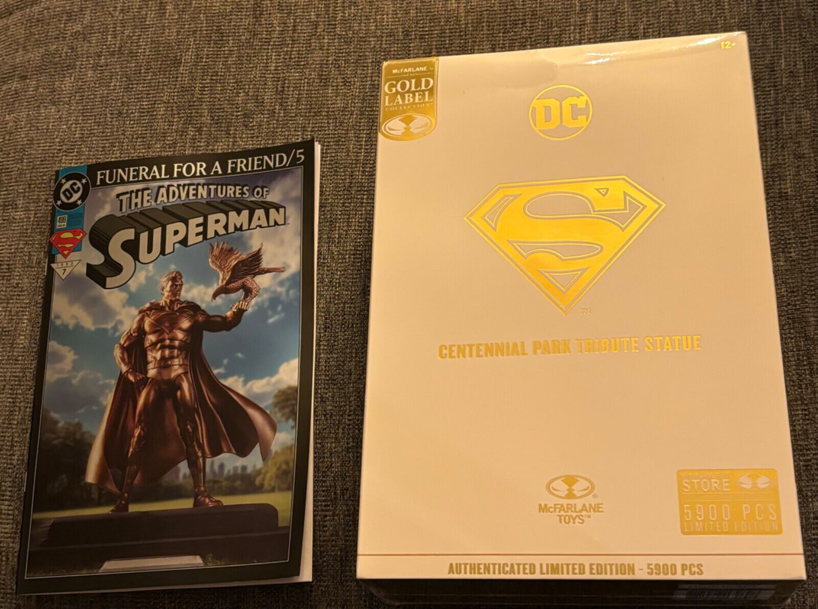 SDCC 2024 McFarlane DC Superman Centennial Statue and Rare 1/1000 Metallic Comic