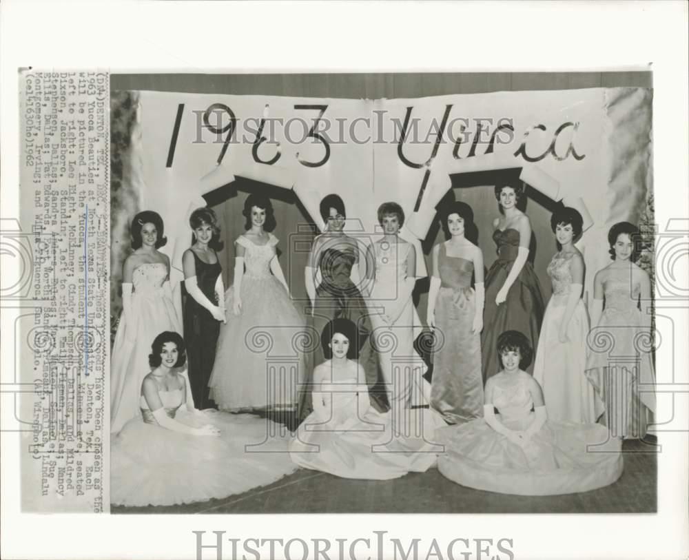 1962 Press Photo 1963 Yucca Beauties at North Texas State University in Denton