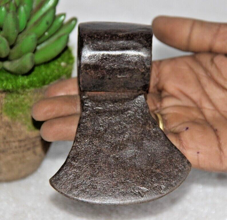 1850's Antique Hand Forged Solid Iron Axe Head Nice Shape Collectible 13594