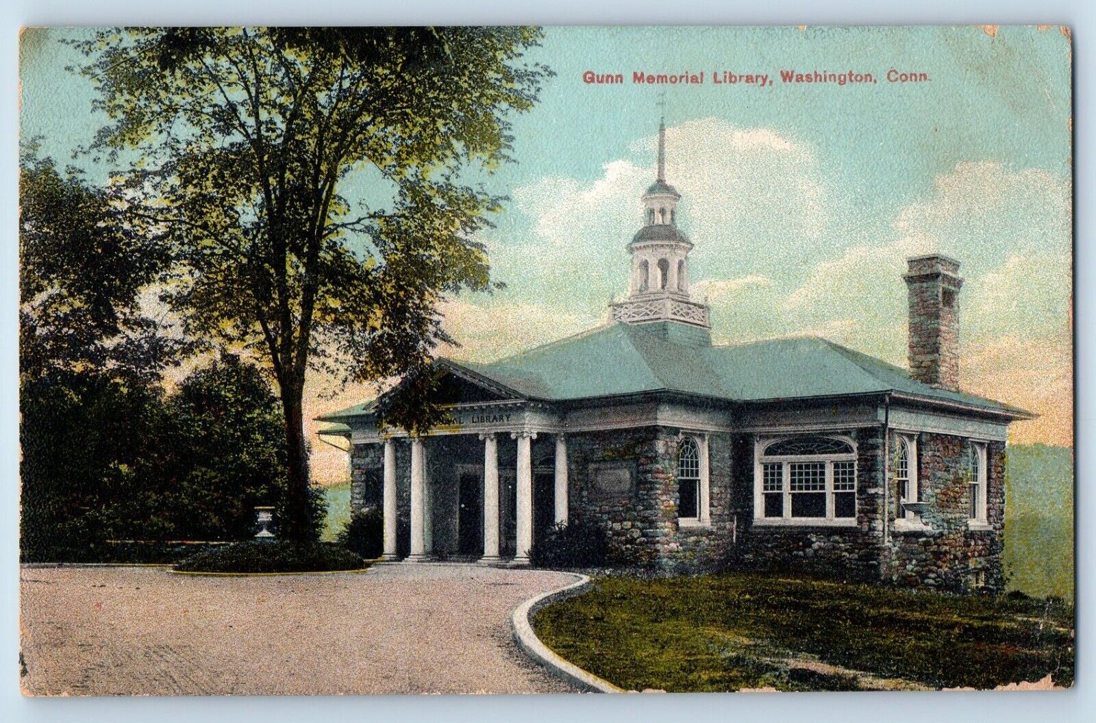 Washington Connecticut CT Postcard Gunn Memorial Library Building 1910 Vintage