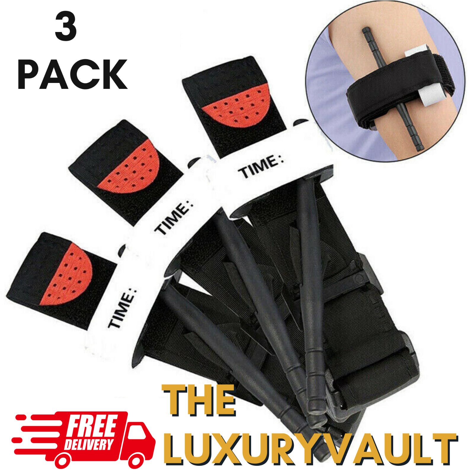 3 pcs Tourniquet Rapid One Hand Application Emergency Outdoor First Aid Kit USA