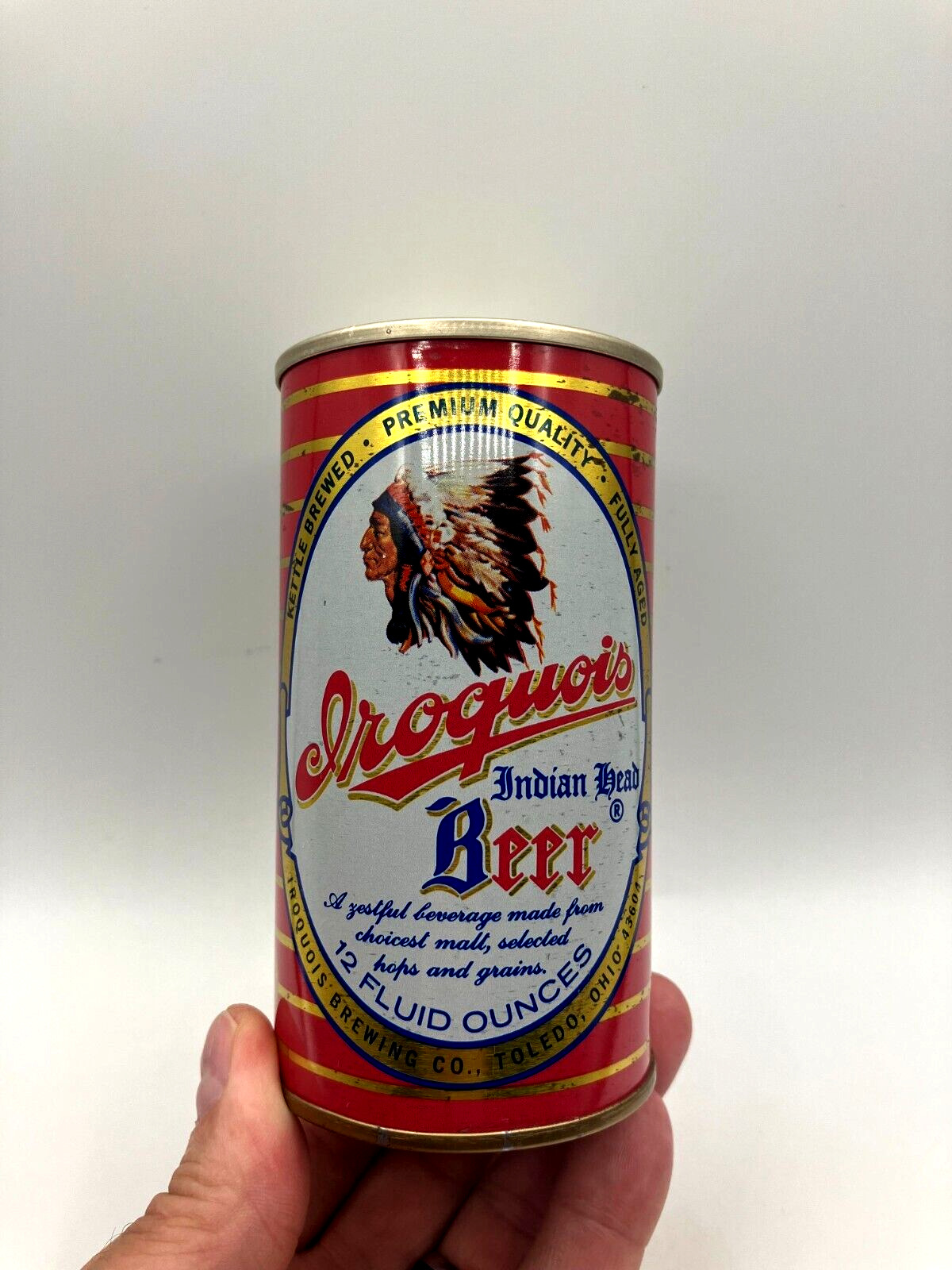 Old 12oz IROQUOIS BO\'d SS Pull Tab Beer Can Iroquois Brewing Toledo version